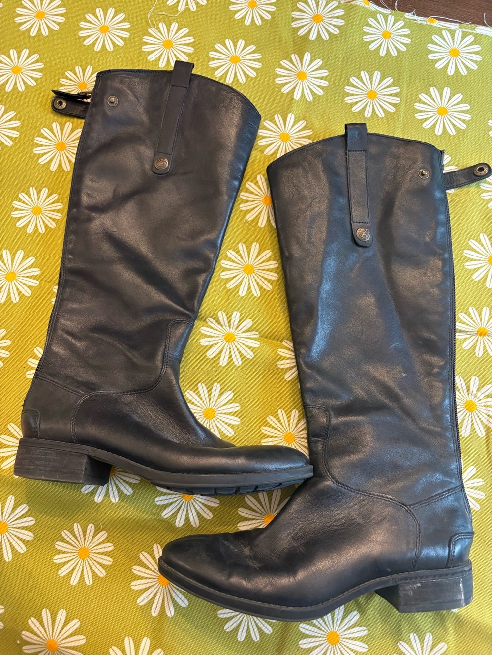 Sam Edelman Penny Black Leather Riding Boots - Size 7.5 M